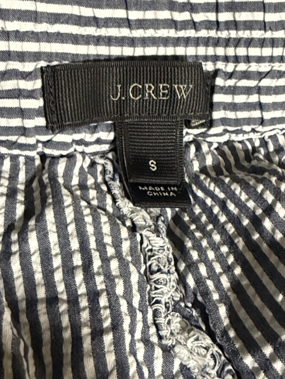 J.Crew Womens Seersucker Pull On Shorts Blue White Striped Cotton Size S‎
